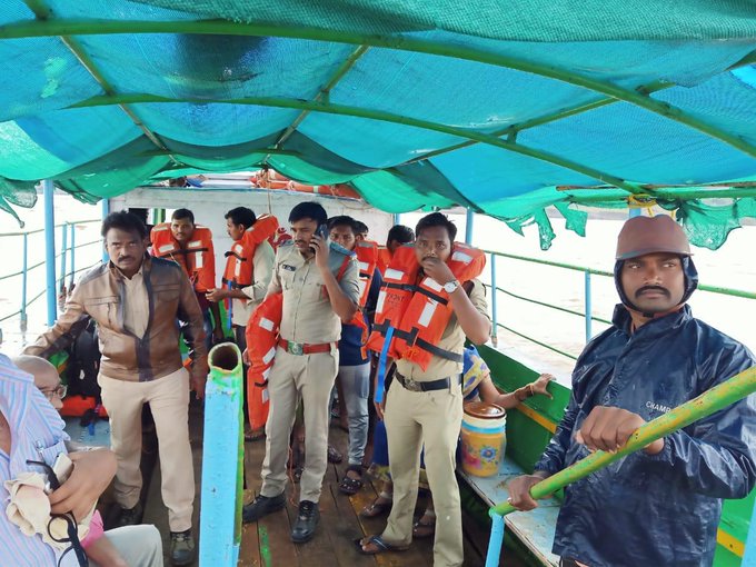 Four dead in the incident where a tourist boat carrying 63 people capsized in Godavari river