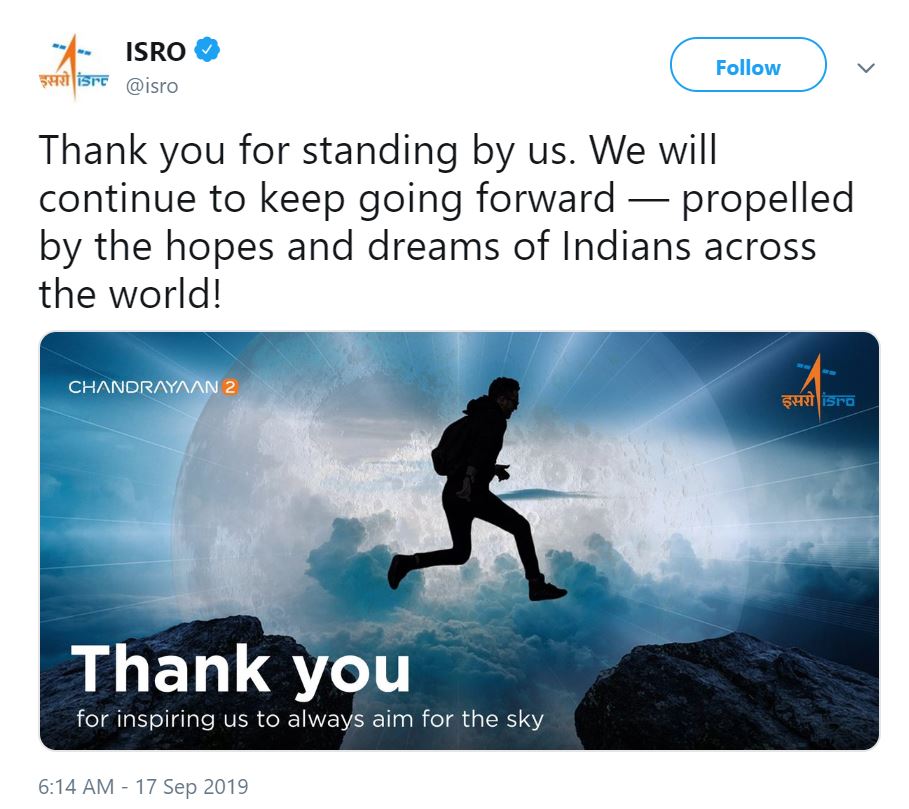 ISRO thanks all Indians