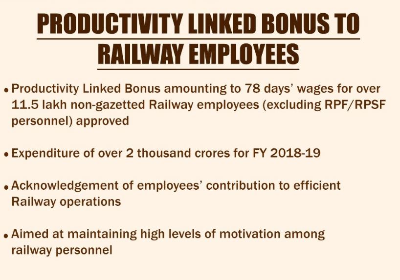 Bonus to railway employees