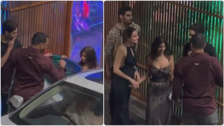 Is Suhana Khan dating Agastya Nanda? Viral video shows Agastya blowing flying kiss to her at Tania Shroff's b'day bash