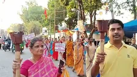 Cleanliness torch march in Latehar