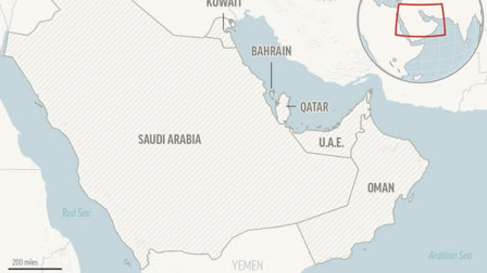 Map of Bahrain, Qatar