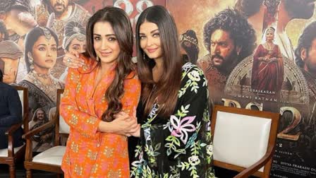 Actors Aishwarya Rai Bachchan and Trisha  Aishwarya Rai Bachchan  Trisha  Aishwarya Rai Bachchan and Trisha  Ponniyin Selvan 2 promotion  Ponniyin Selvan 2  Ponniyin Selvan  Team of Ponniyin Selvan 2 is on a promotion spree  നൻ ആൻഡ് കുൻ  പുഞ്ചിരി തൂകി ഐശ്വര്യയും തൃഷയും  പൊന്നിയിന്‍ സെല്‍വന്‍ 2  പൊന്നിയിന്‍ സെല്‍വന്‍  പ്രൊമോഷനിൽ തിളങ്ങി ഐശ്വര്യ റായിയും തൃഷയും  ഐശ്വര്യക്കൊപ്പമുള്ള ബിടിഎസ് ചിത്രം പങ്കുവച്ച് തൃഷ  ബിടിഎസ് ചിത്രം പങ്കുവച്ച് തൃഷ