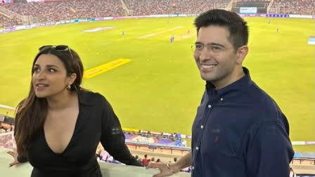 Parineeti Chopra, Raghav Chadha twin in black at Mohali stadium; crowd goes gaga over the couple