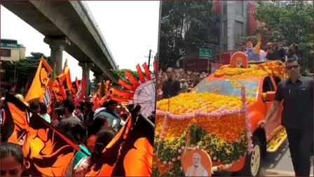 ಮೋದಿ ರೋಡ್ ಶೋನಲ್ಲಿ ರಾರಾಜಿಸುತ್ತಿರುವ ಬಜರಂಗಿ ಧ್ವಜಗಳು