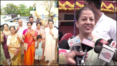 Lakshmi Hebbalkar came to vote with her family