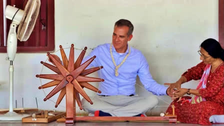 US Ambassador Eric Garcetti visits Sabarmati Ashram in Ahmedabad