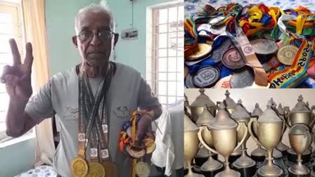 old man get gold medal in swimming