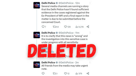 The Delhi Police deleted its reassuring twitter thread which said "the investigation into this sensitive case is under progress with all sensitivity" and "no efforts are on to file final report in the court."