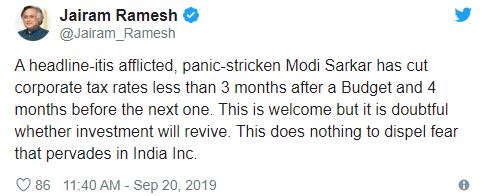 Jairam Ramesh's Tweet