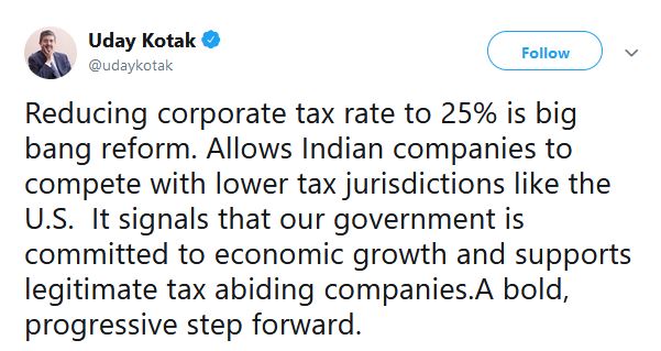 Uday Kotak's tweet