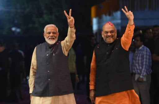 PM Narendra Modi with Amit Shah after exit polls