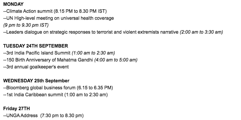 Prime Minister's programme in US