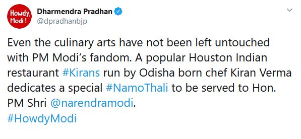 pradhan on howdy modi