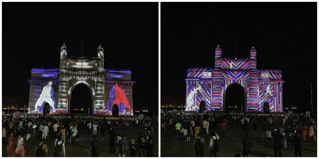 mumbai gateway of india lighted with historic NBA India-2019 games