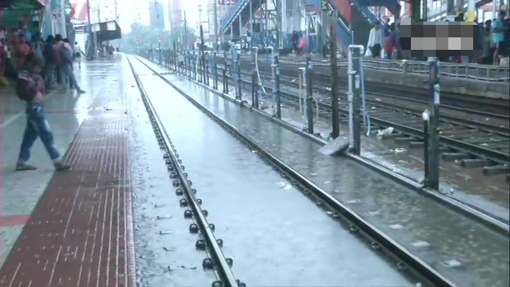 Railway tracks submerged at Patna