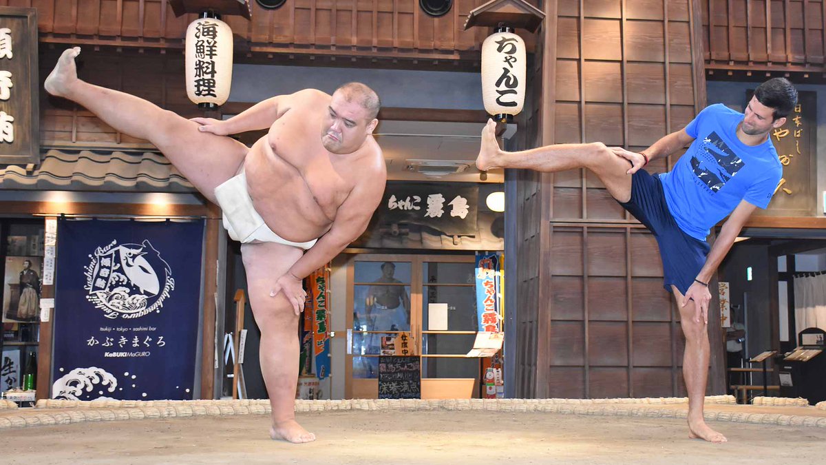 Video Novak Djokovic Tried Fighting a Sumo Wrestler and the Results Were Hilarious