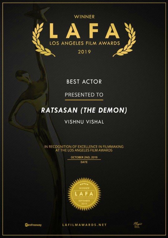 #Ratsasan wins 4 awards at LosAngelesFilmAwards #LAFA