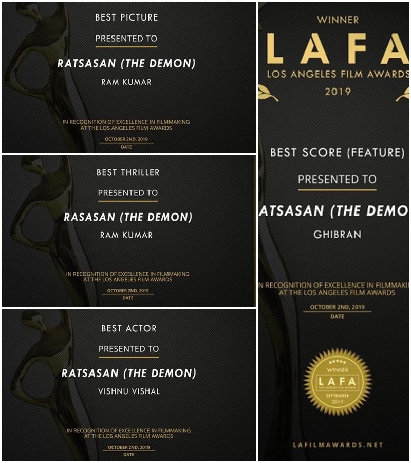 ratsasan movie got 4 awards