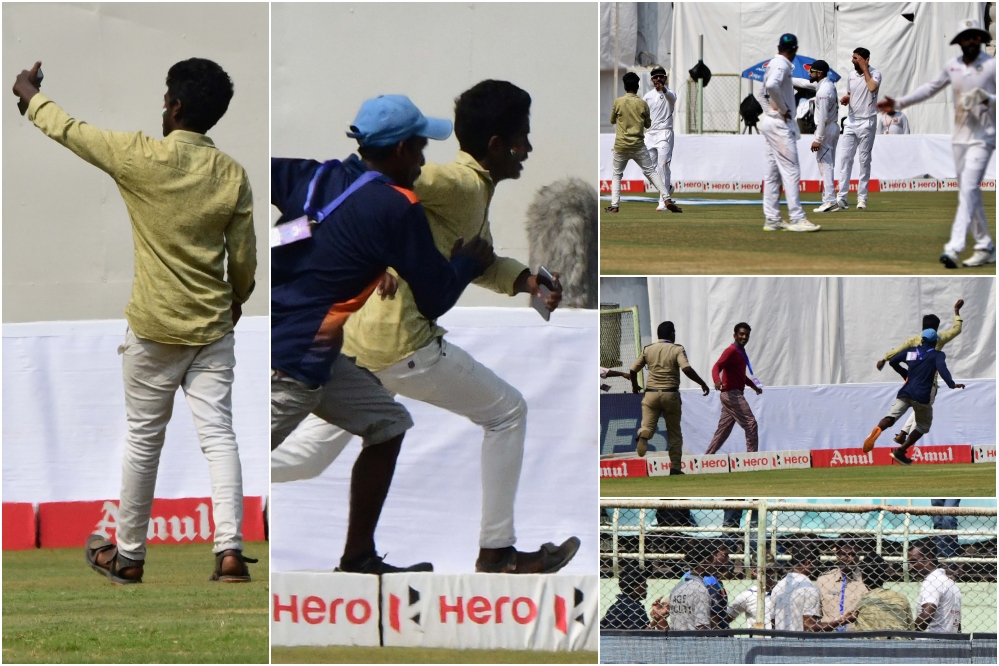 Pitch invader manages to take a selfie from far away with Virat Kohli and Co.