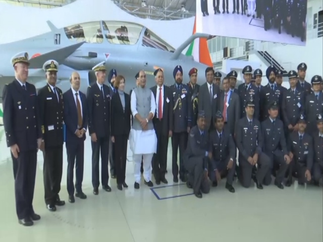 Rajnath poses for a group photo