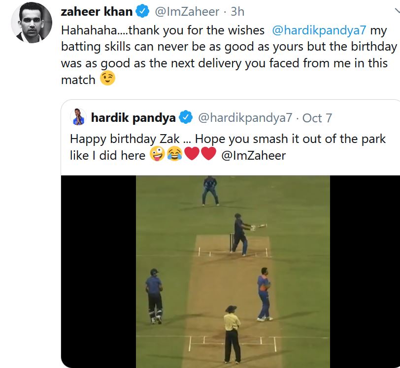 Zaheer Khan reply to pandya