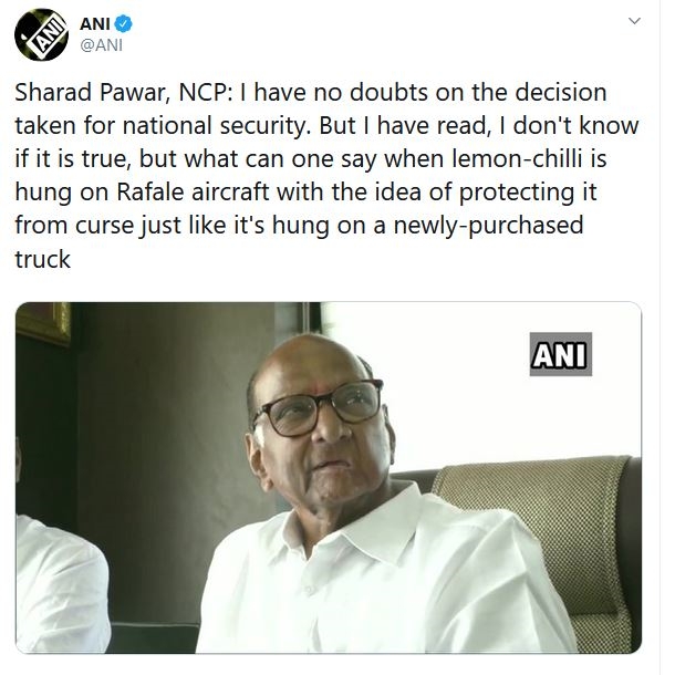 Sharad Pawar mock on Shastra Puja  For Rafale Jet