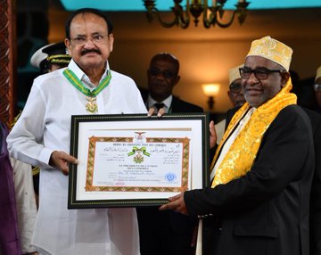 Vice President Naidu was   conferred with 'The Order of the Green Crescent'