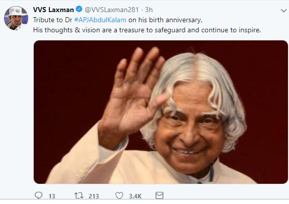 sports fraternity tribute on kalam's birth anniversary