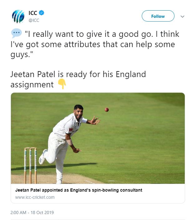 Jeetan Patel, ICC