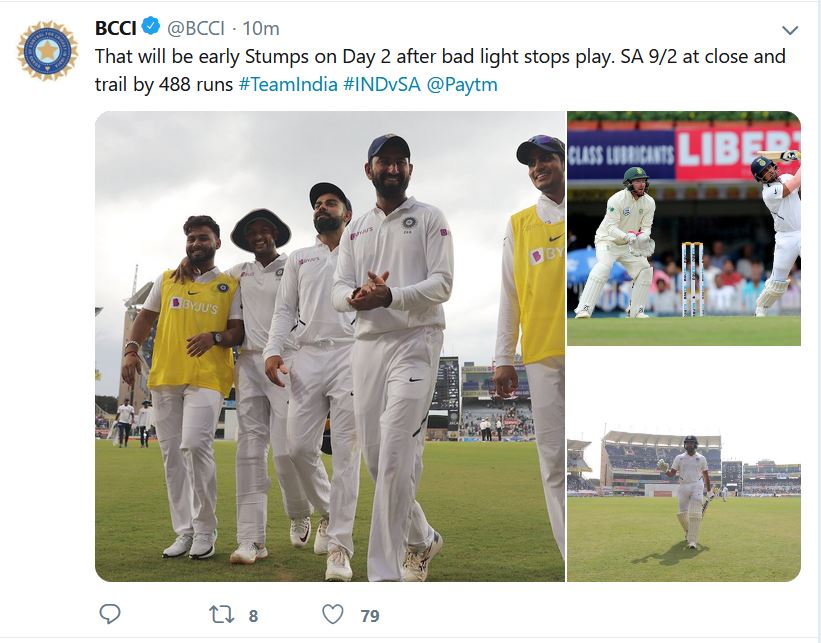 BCCi, BCCi tweet