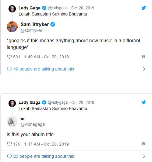 lady gaga tweets responds