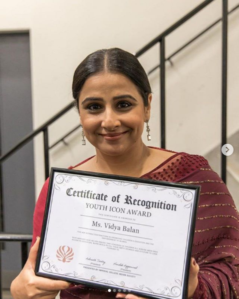 vidya balan got youth icon award