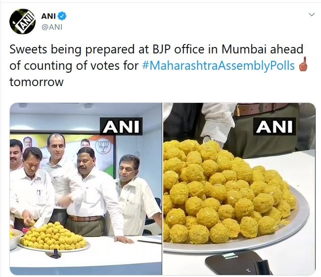 Sweets being prepared at BJP office