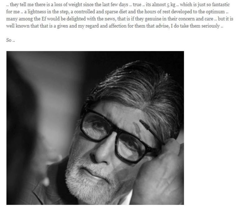 Amitabh Bachchan looses weight