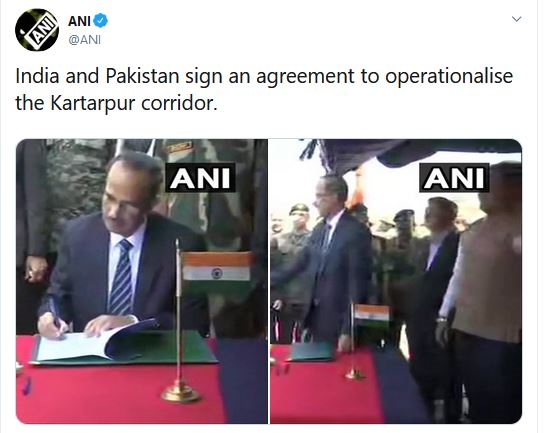 india and Pakistan sign an agreement to operationalise the Kartarpur corridor