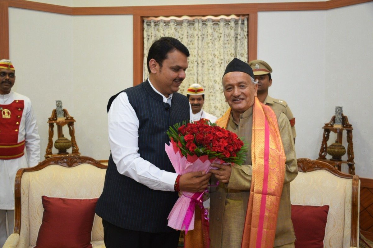 Maharashtra CM Devendra Fadnavis with  Governor Bhagat Singh Koshyari