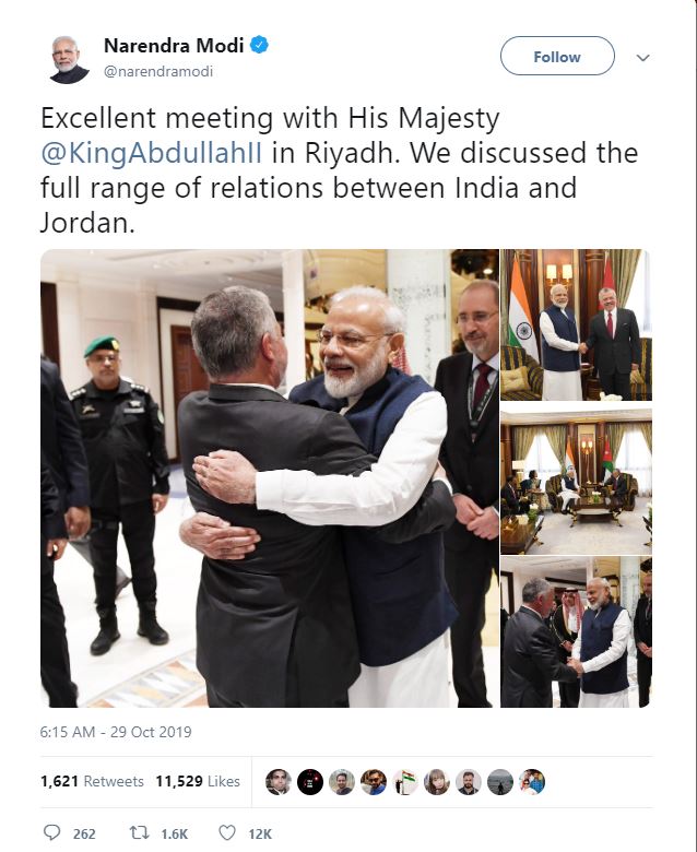 PM Modi meets Jordanian King