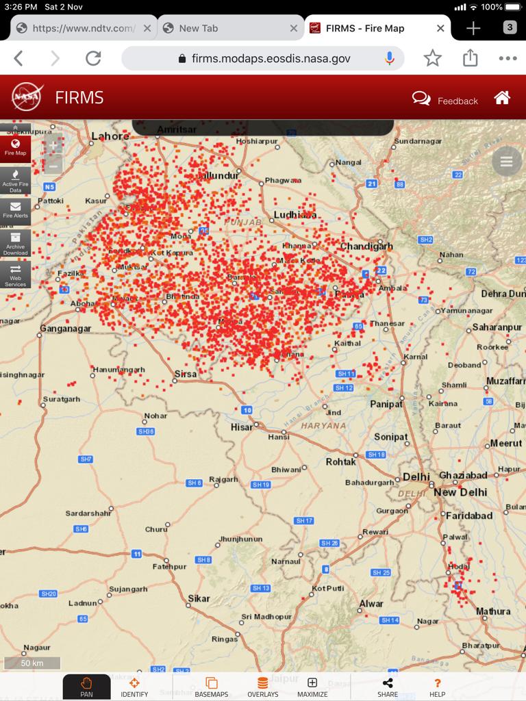 Data released by NASA on Stubble burning