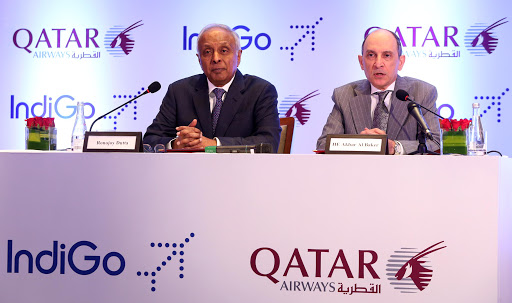 CEO of Qatar Mr. Akbar Al Baker and IndiGo CEO Mr. Ronojoy Dutta