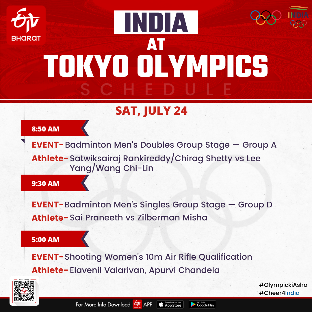 Day 2 schedule of Indian athletes