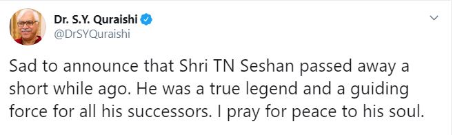 tributes to former cec tn seshan etv bharat