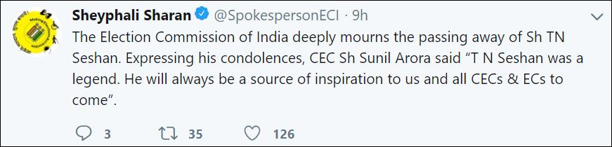 tributes to former cec tn seshan etv bharat