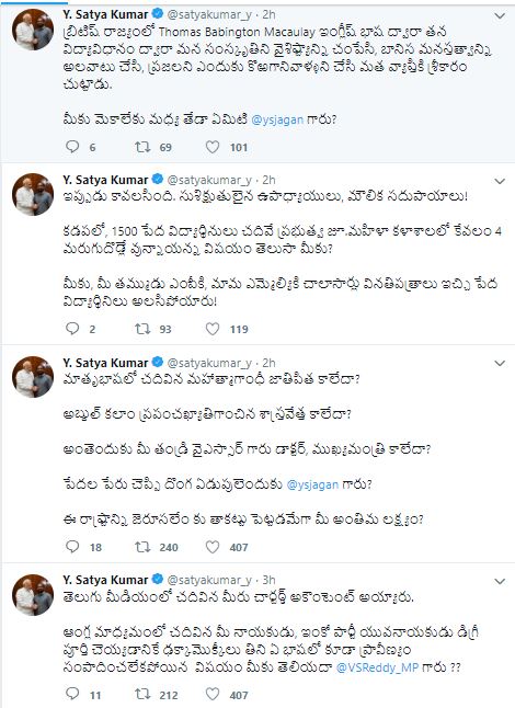 bjp leader satya kumar on telugu language