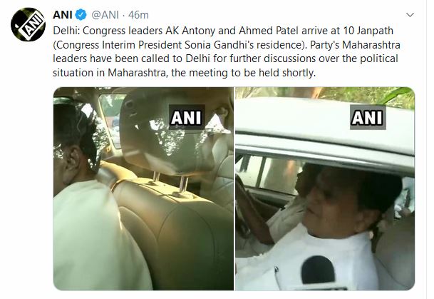 Congress leaders AK Antony and Ahmed Patel arrive at 10 Janpath