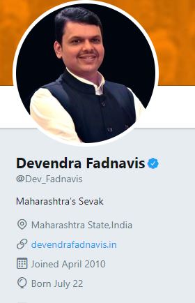 Ex-CM Fadnavis changes Twitter bio to `Maharashtra's Sevak'