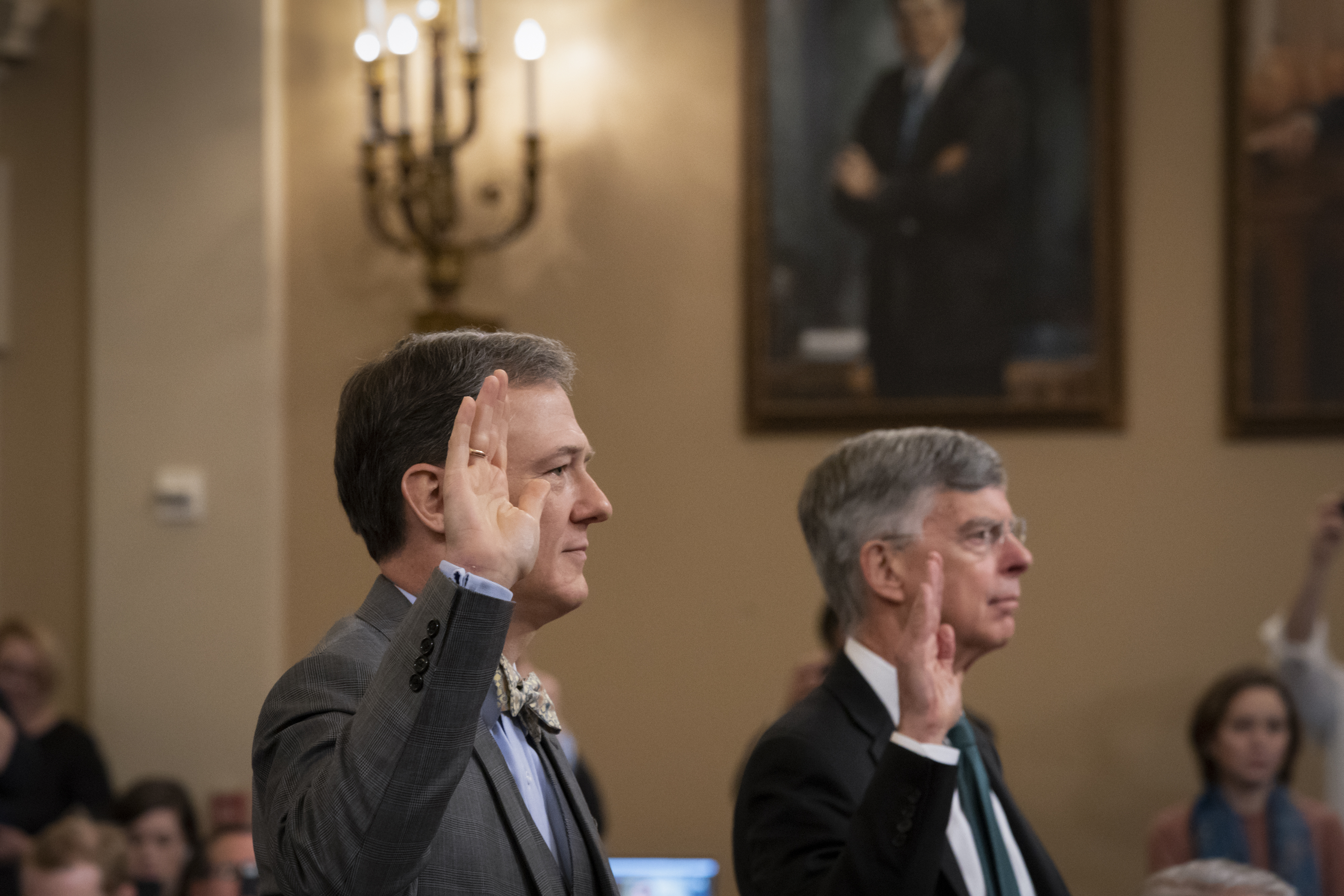 Career Foreign Service officer George Kent, left, and top U.S. diplomat in Ukraine William Taylor, right