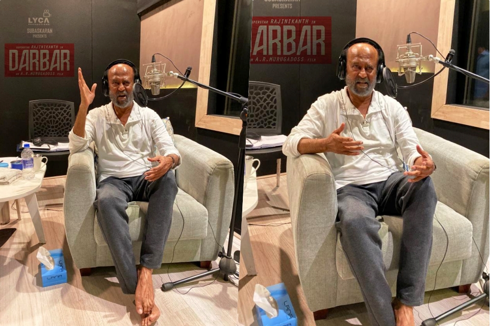 Rajinikanth dubbing for Darbaar movie, ದರ್ಬಾರ್​​ಗೆ ರಜನಿಕಾಂತ್ ಡಬ್ಬಿಂಗ್​ ಆರಂಭ