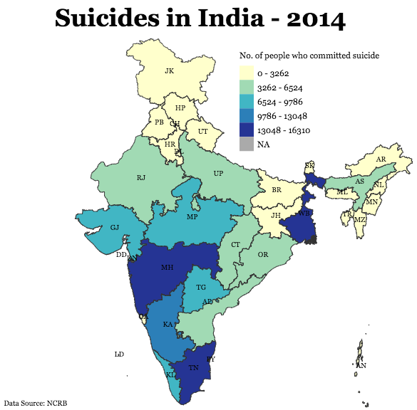 The statistics of farmer's suicide in India