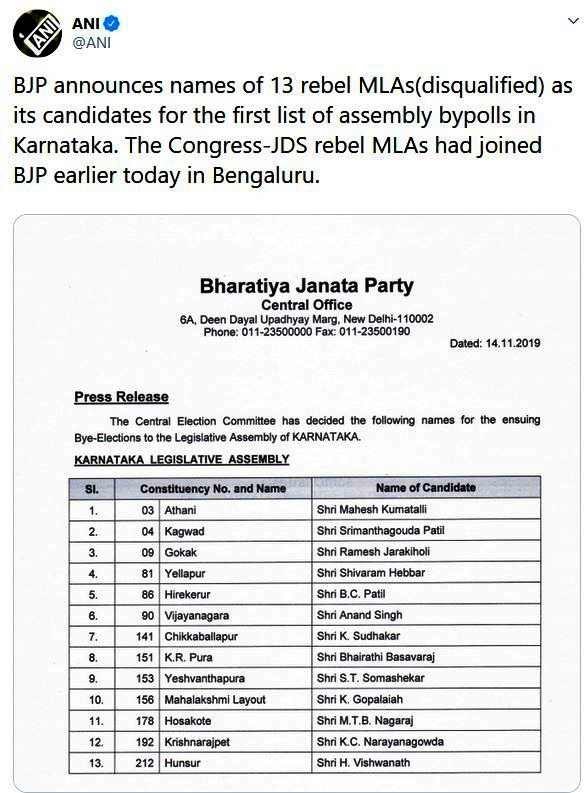 Karnataka Bypolls 2019